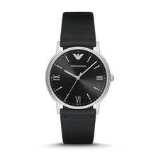 Load image into Gallery viewer, Emporio Armani Men's Three-Hand Black Leather Watch AR11013