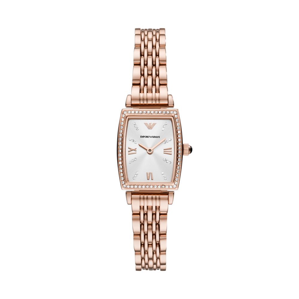 Emporio Armani Two Hand Rose Gold Tone Stainless Steel Watch