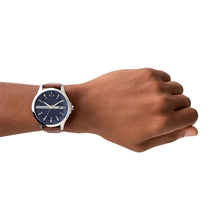 Load image into Gallery viewer, Armani Exchange Three-Hand Date Brown Leather Watch AX2133