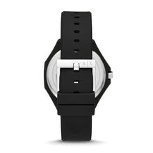Load image into Gallery viewer, Armani Exchange Three-Hand Black Silicone Watch AX4600