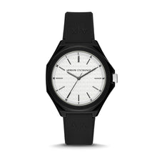 Load image into Gallery viewer, Armani Exchange Three-Hand Black Silicone Watch AX4600