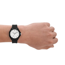 Load image into Gallery viewer, Armani Exchange Three-Hand Black Silicone Watch AX4600