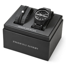 Load image into Gallery viewer, Armani Exchange Three-Hand Date Black Stainless Steel Watch and Bracelet Gift Set AX7134SET