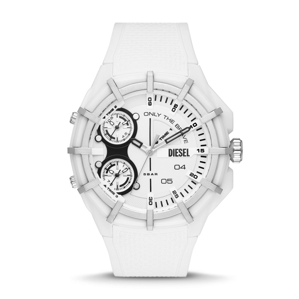 Diesel Framed Three-Hand White Silicone Watch DZ1988 – Watch