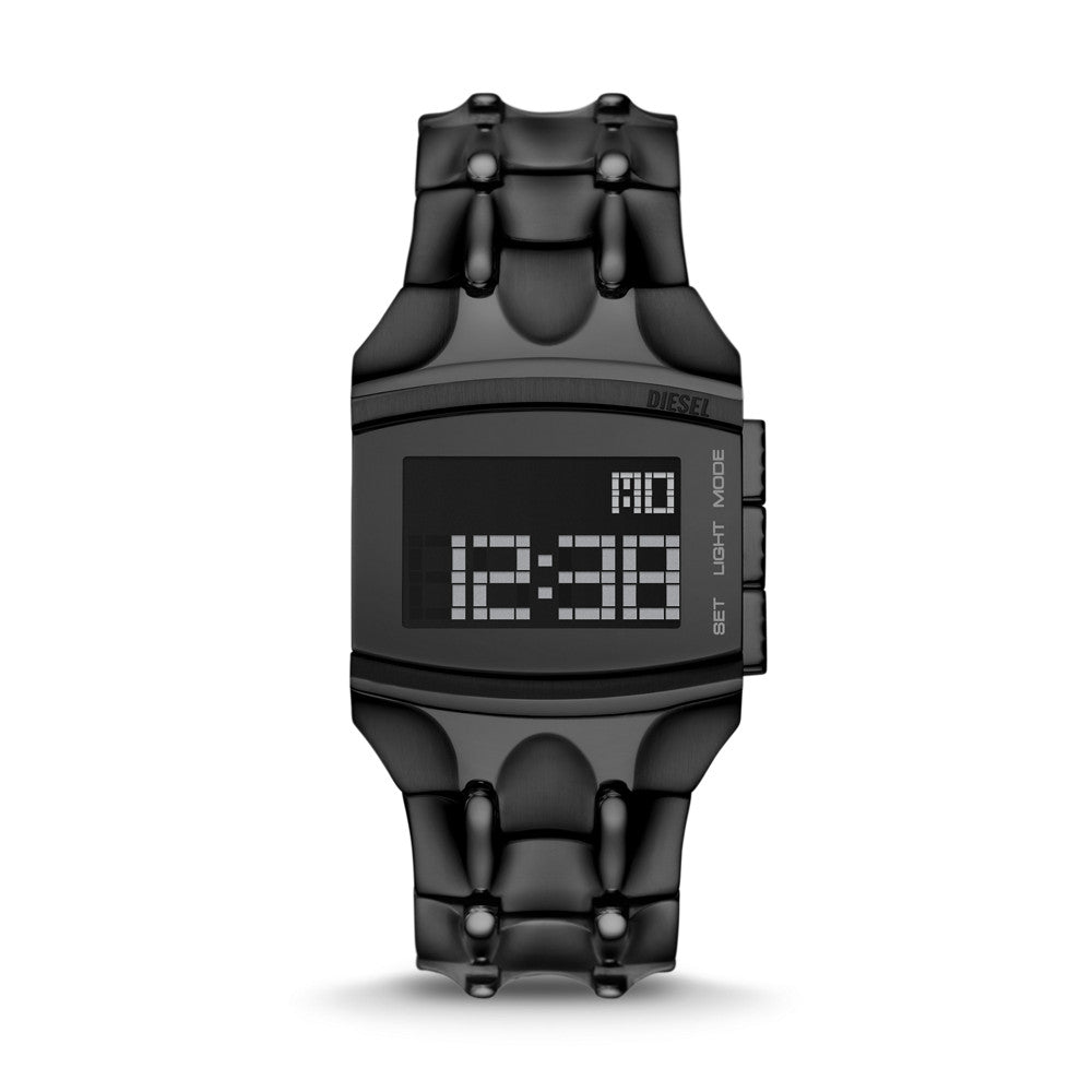 Diesel Croco Digi Digital Black-Tone Stainless Steel Watch DZ2156