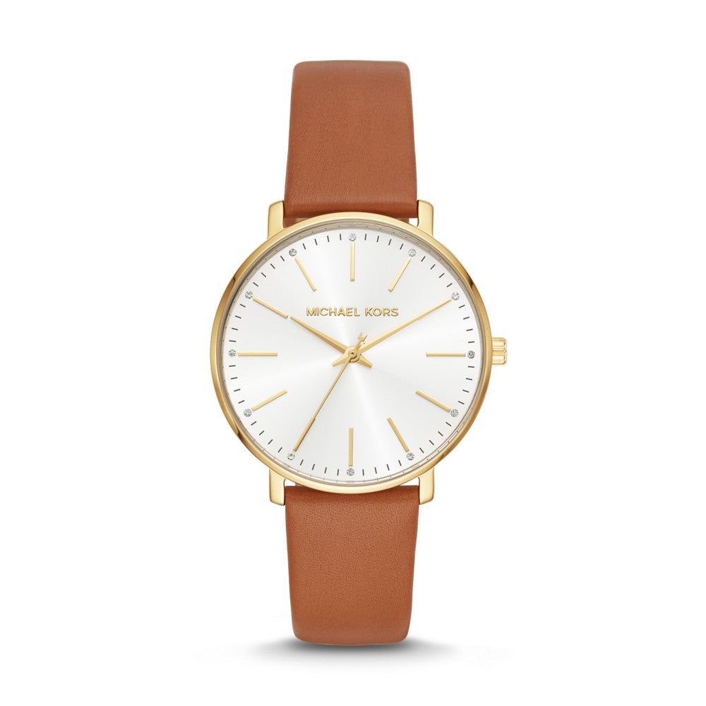 Mk leather watch on sale