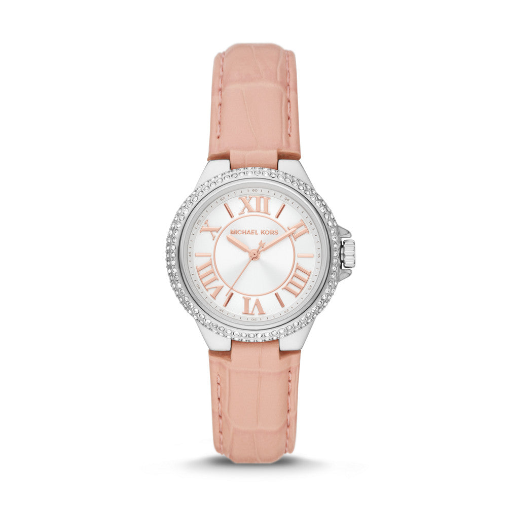 Michael Kors Camille Three-Hand Blush Croc Leather Watch MK2963