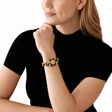 Load image into Gallery viewer, Michael Kors MK Chain Lock Three-Hand Tortoise and Gold-Tone Stainless Steel Watch MK4808
