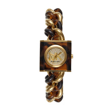 Load image into Gallery viewer, Michael Kors MK Chain Lock Three-Hand Tortoise and Gold-Tone Stainless Steel Watch MK4808