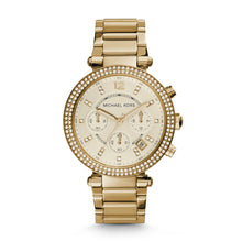 Load image into Gallery viewer, Michael Kors Parker Chronograph Gold-Tone Stainless Steel Watch MK5354