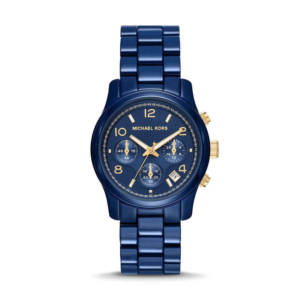 Michael Kors Runway Chronograph Navy-Coated Stainless Steel Watch