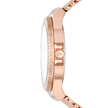Load image into Gallery viewer, Michael Kors Lennox Three-Hand Rose Gold-Tone Stainless Steel Mesh Watch MK7336