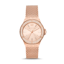 Load image into Gallery viewer, Michael Kors Lennox Three-Hand Rose Gold-Tone Stainless Steel Mesh Watch MK7336