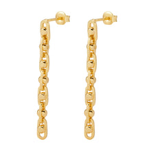 Load image into Gallery viewer, Michael Kors 14K Gold Sterling Silver Astor Link Drop Earrings MKC171000710
