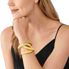Load image into Gallery viewer, Michael Kors 14K Gold Statement Curb Link Cuff Bracelet MKJ836000710