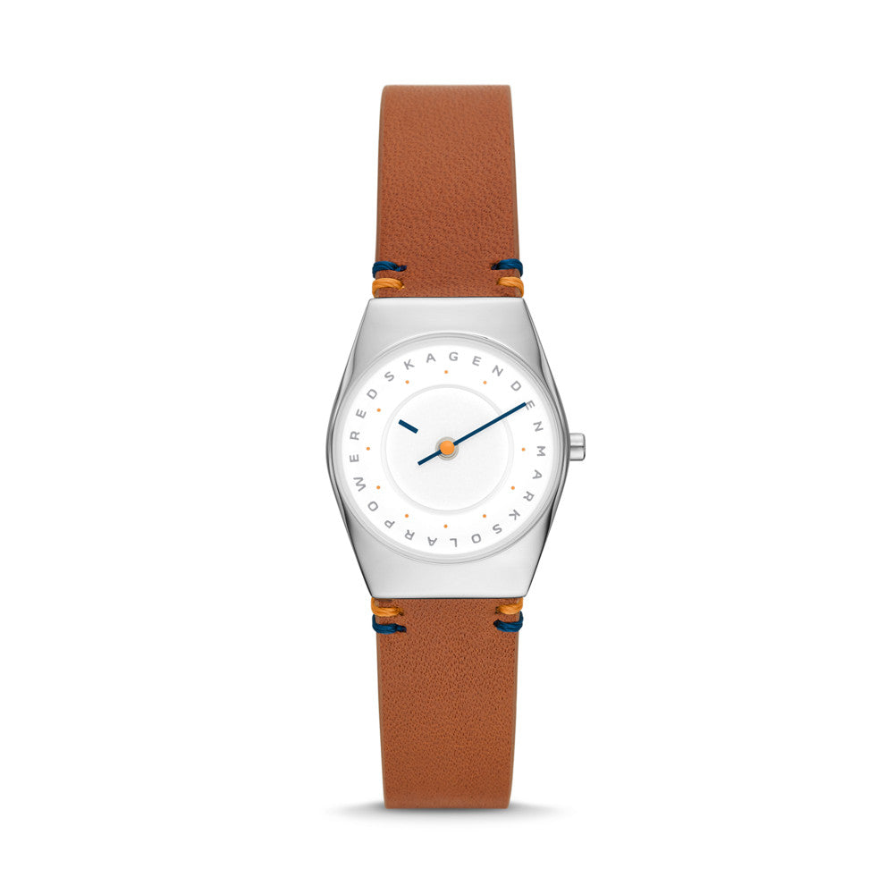 Skagen Grenen Lille Solar Halo Light Brown Leather Watch SKW3086