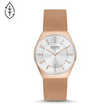 Load image into Gallery viewer, Skagen Grenen Three-Hand Date Rose Gold Stainless Steel Mesh Watch SKW6818