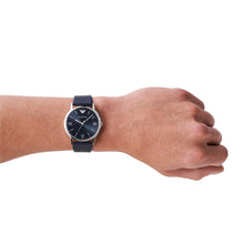 Load image into Gallery viewer, Emporio Armani Three-Hand Blue Leather Watch AR11012
