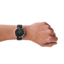 Load image into Gallery viewer, Emporio Armani Men&#39;s Chronograph Black Leather Watch AR11143
