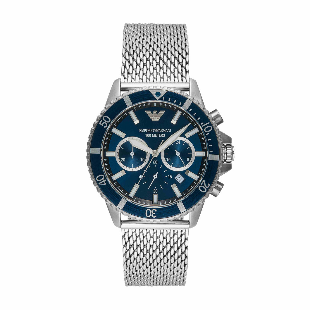 Emporio Armani Silver Tone Chronograph Watch AR11587