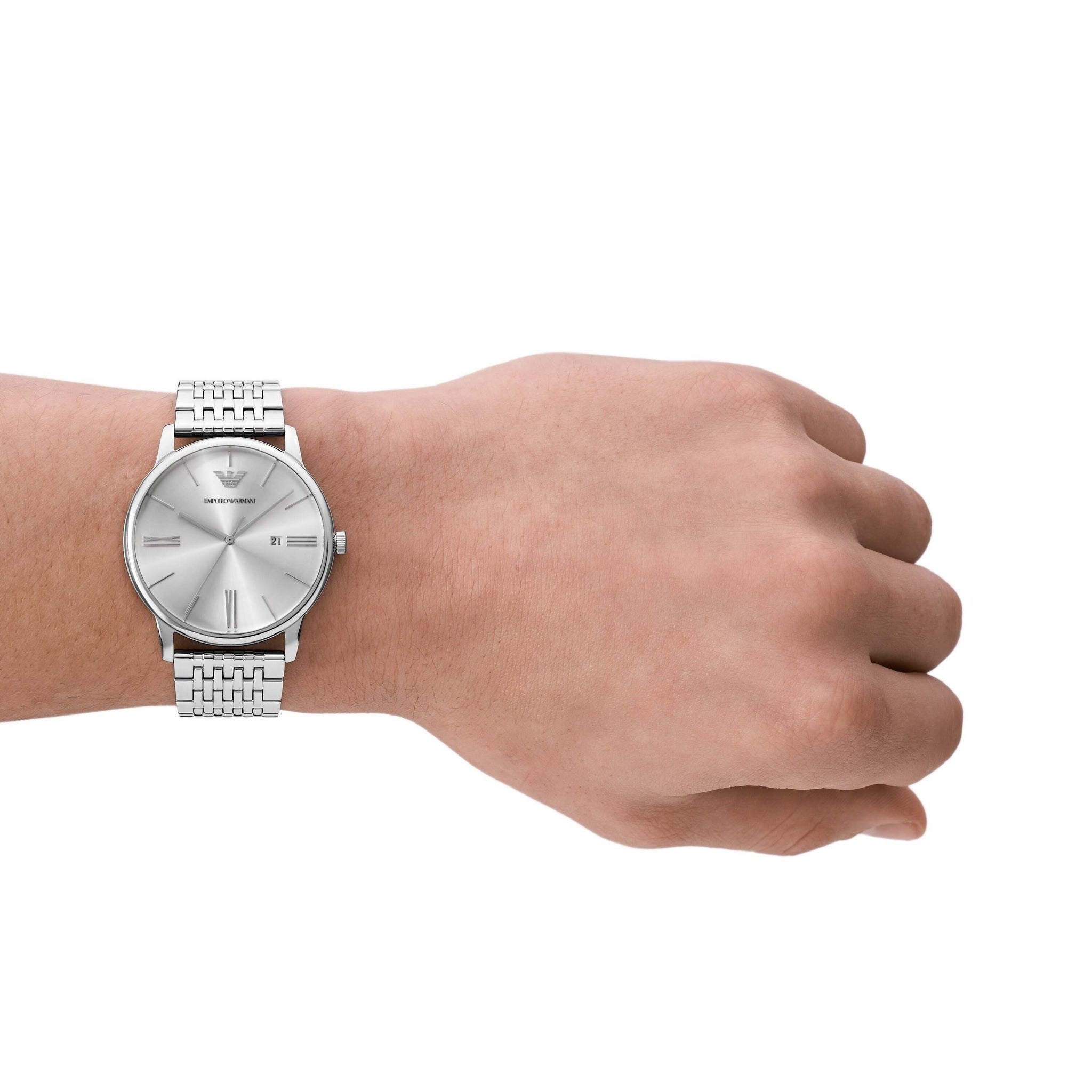 EMPORIO ARMANI 腕時計 Emporio Armani Silver Tone Analogue Watch AR11599 – Watch