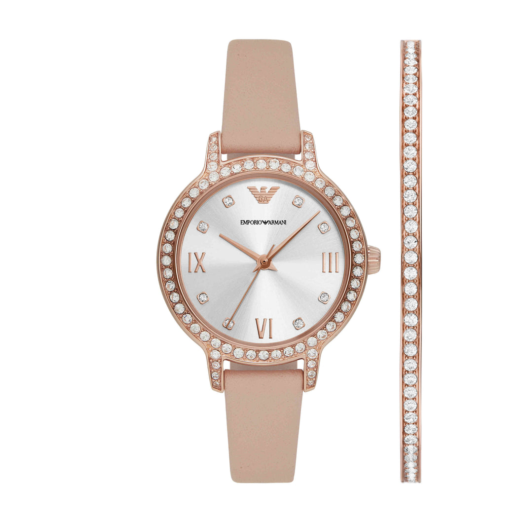 Emporio Armani Pink Analogue Watch AR80069SET