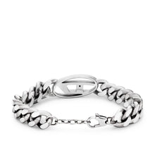 Load image into Gallery viewer, Diesel Oval D Logo Stainless Steel Chain Bracelet DX1432040
