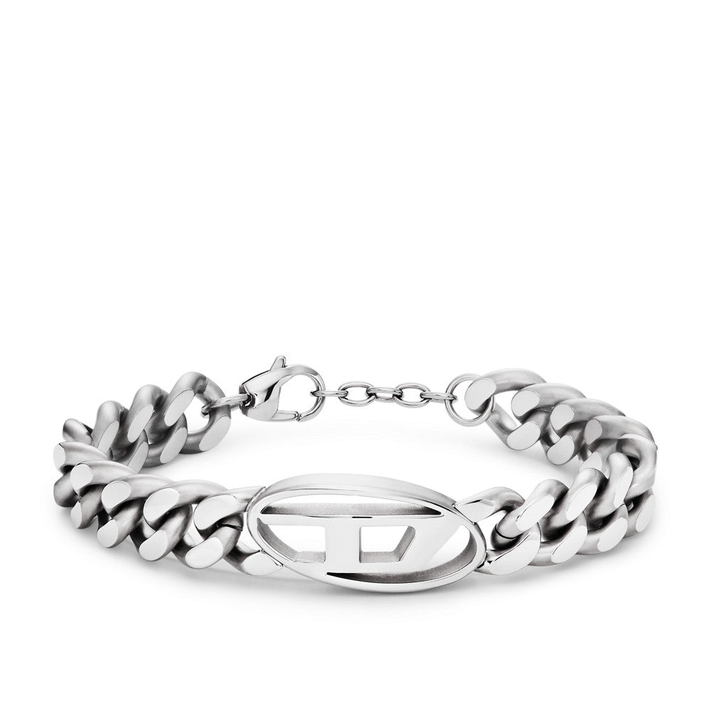 Diesel Oval D Logo Stainless Steel Chain Bracelet DX1432040