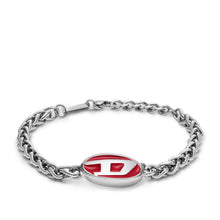 Load image into Gallery viewer, Diesel Red Lacquer and Stainless Steel Chain Bracelet DX1445040
