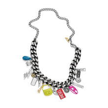 Load image into Gallery viewer, Diesel Black Stainless Steel Charm Chain Necklace DX1522001
