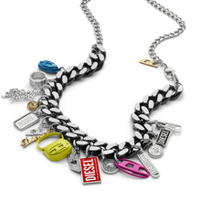 Load image into Gallery viewer, Diesel Black Stainless Steel Charm Chain Necklace DX1522001
