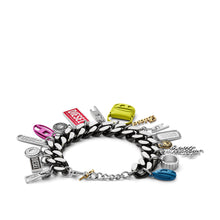 Load image into Gallery viewer, Diesel Black Stainless Steel Charm Chain Bracelet DX1524001
