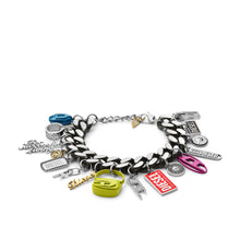 Load image into Gallery viewer, Diesel Black Stainless Steel Charm Chain Bracelet DX1524001
