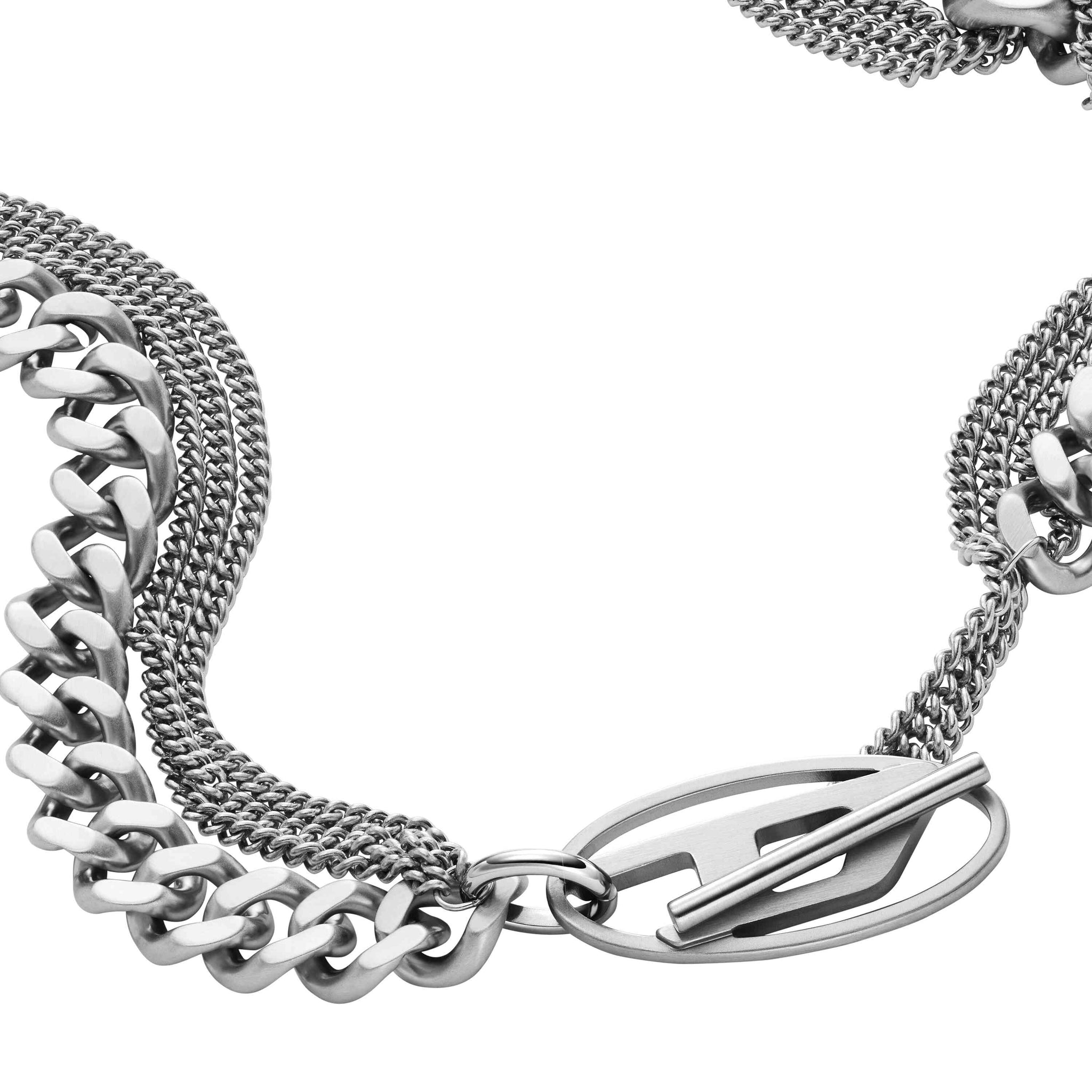 Diesel Oval D Logo Silver Tone Necklace DX1549040 – Watch