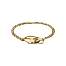 Load image into Gallery viewer, Diesel Oval D Logo Gold Tone Bracelet DX1571710
