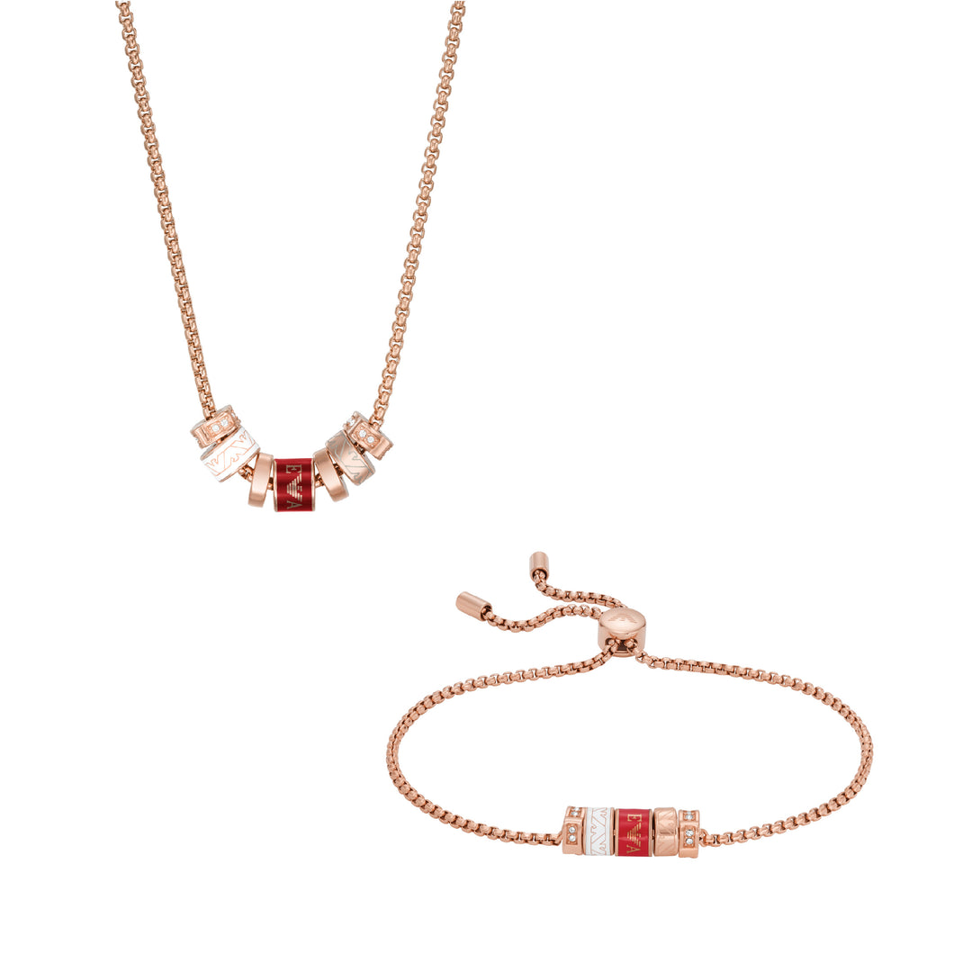 Emporio Armani Red Lacquer Components Necklace EGS2933221SET