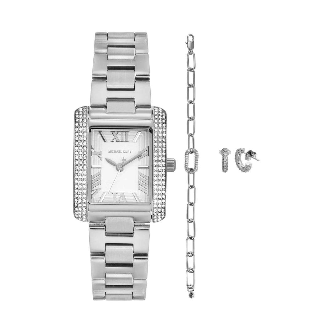 Michael Kors Emery Silver Tone Analogue Watch MK4839SET