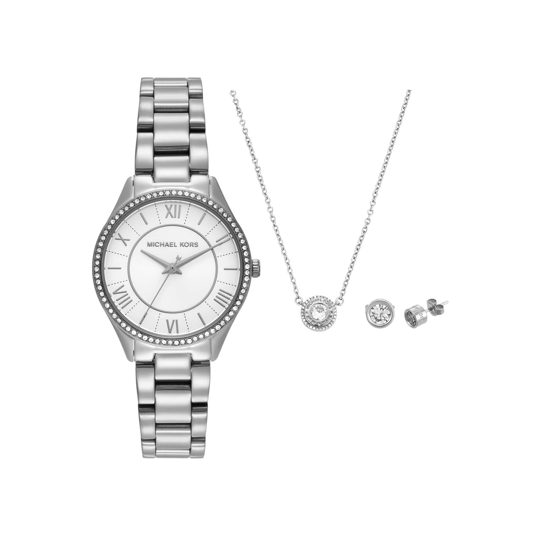 Michael Kors Lauryn Silver Tone Analogue Watch MK4851SET