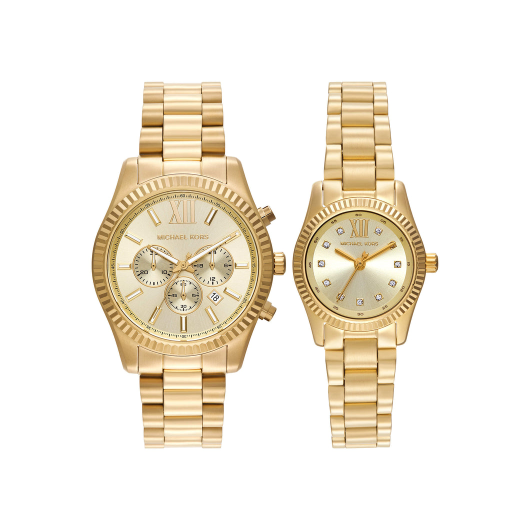 Michael Kors Lexington Gold Tone Analogue Watches MK4950SET