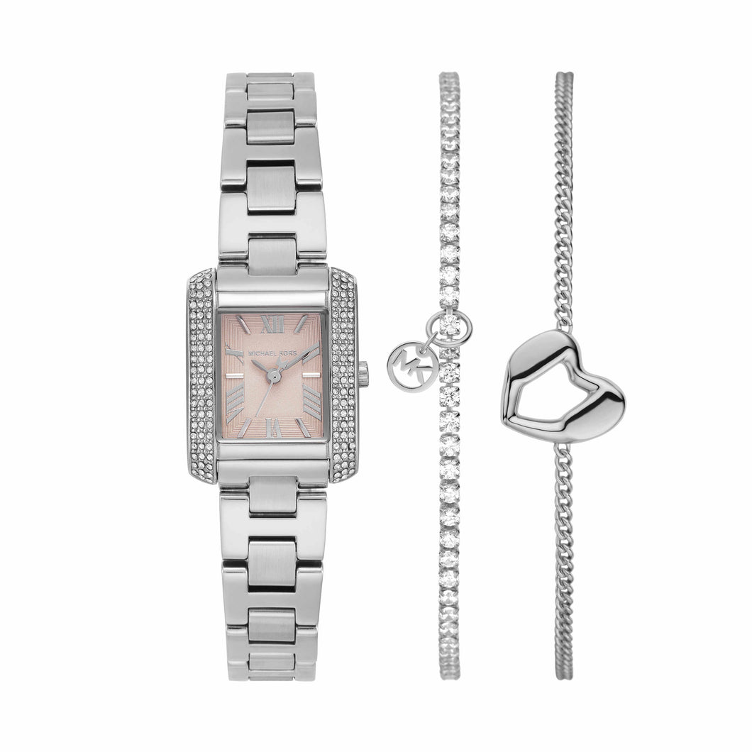 Michael Kors Emery Silver Tone Analogue Watch MK7514SET