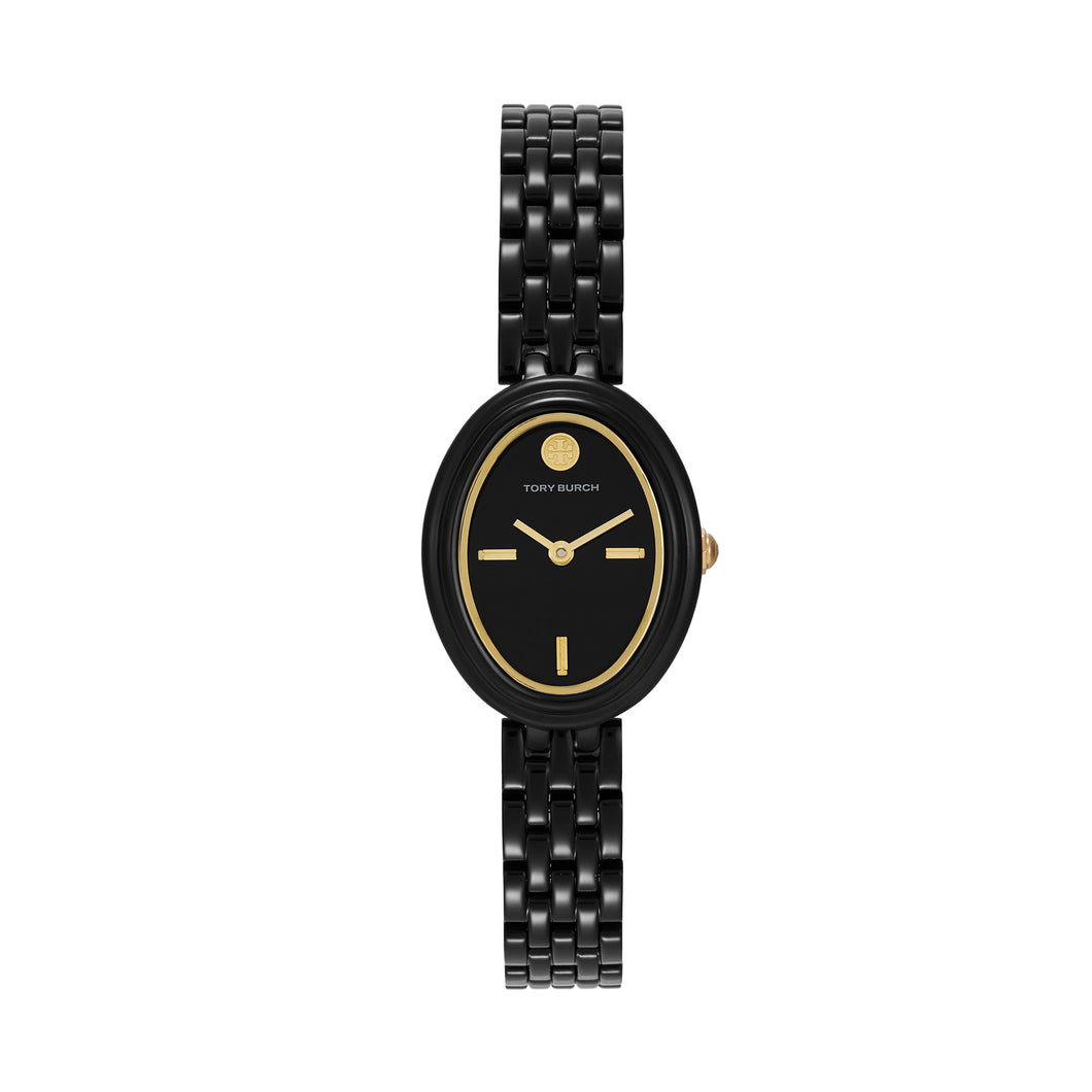 Tory Burch The Oval Black Analogue Watch TBW6035