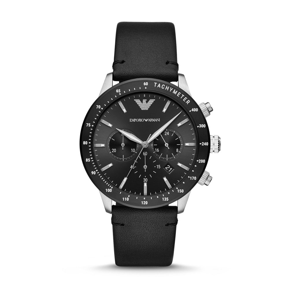 Emporio Armani Men's Chronograph Black Leather Watch AR11243