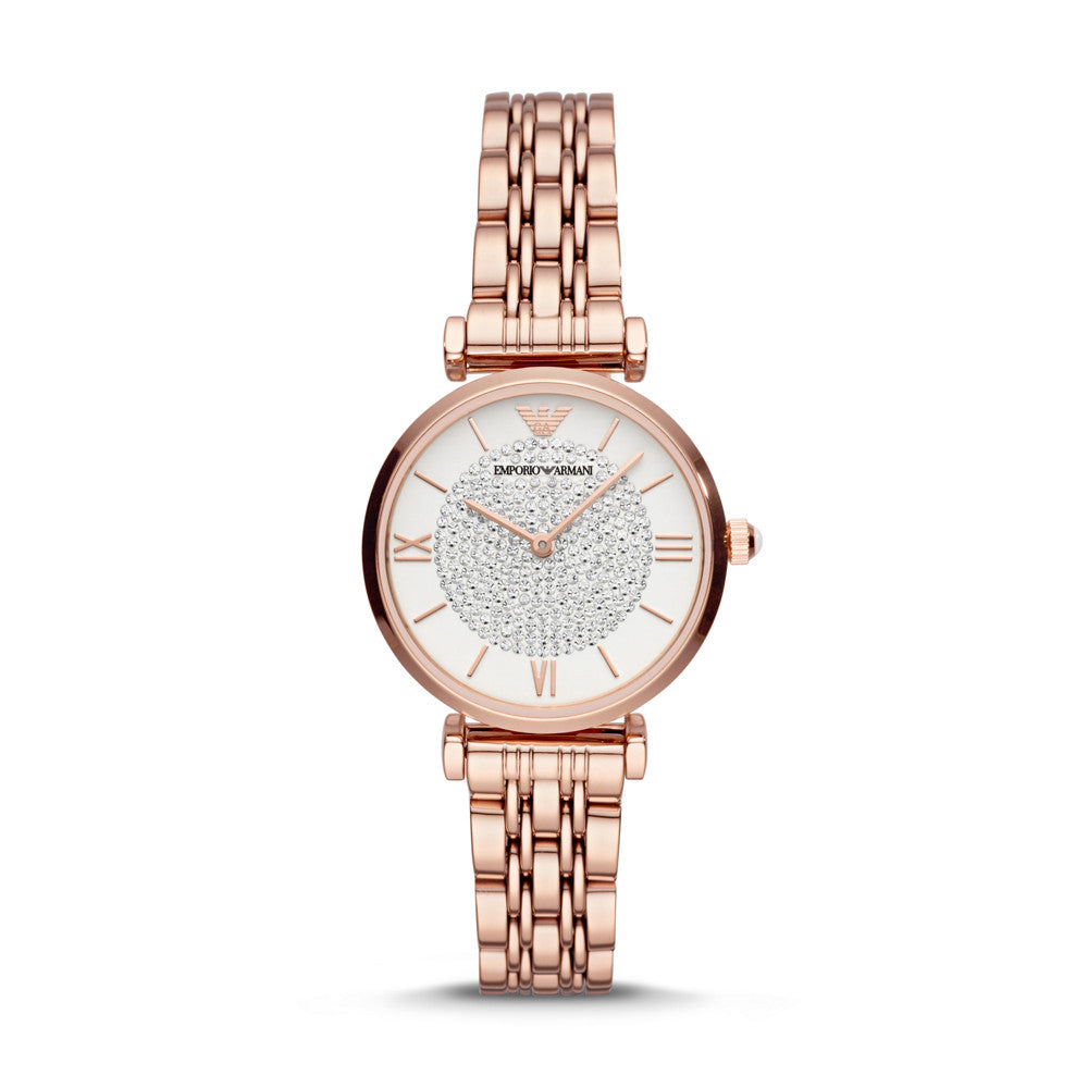 Emporio Armani Women's Two-Hand Rose Gold-Tone Stainless Steel Watch AR11244