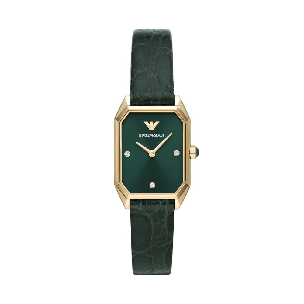 Emporio Armani Two-Hand Green Leather Watch AR11399