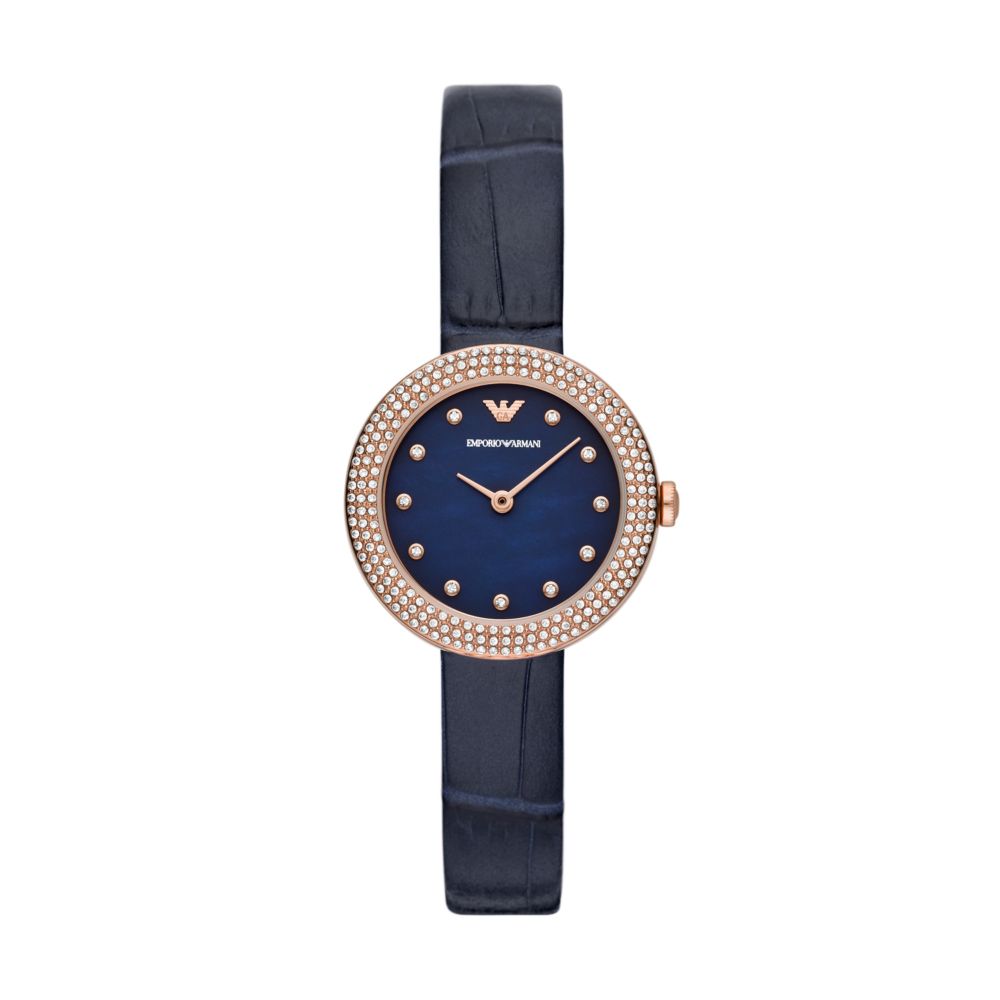 Emporio Armani Two-Hand Blue Leather Watch AR11434
