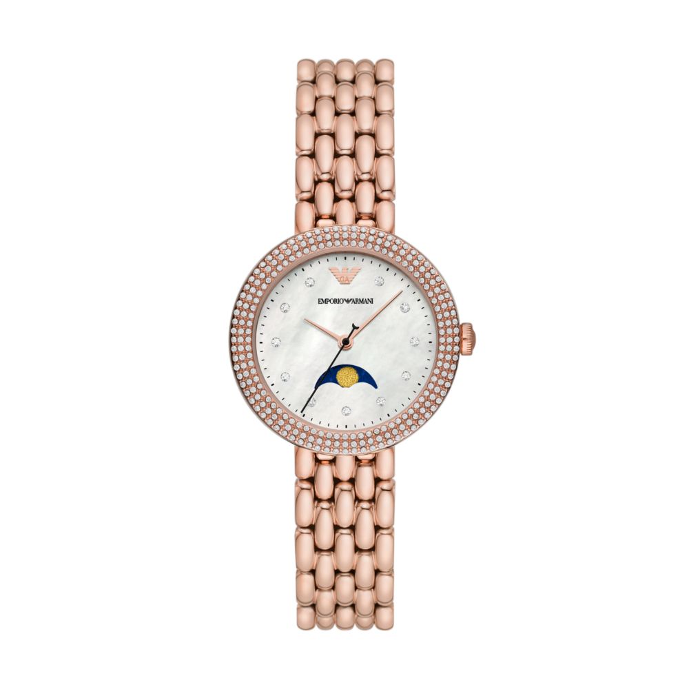 Emporio Armani Moonphase Rose Gold-Tone Stainless Steel Watch AR11462