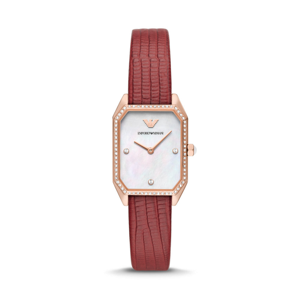 Emporio Armani Two-Hand Red Leather Watch AR11467
