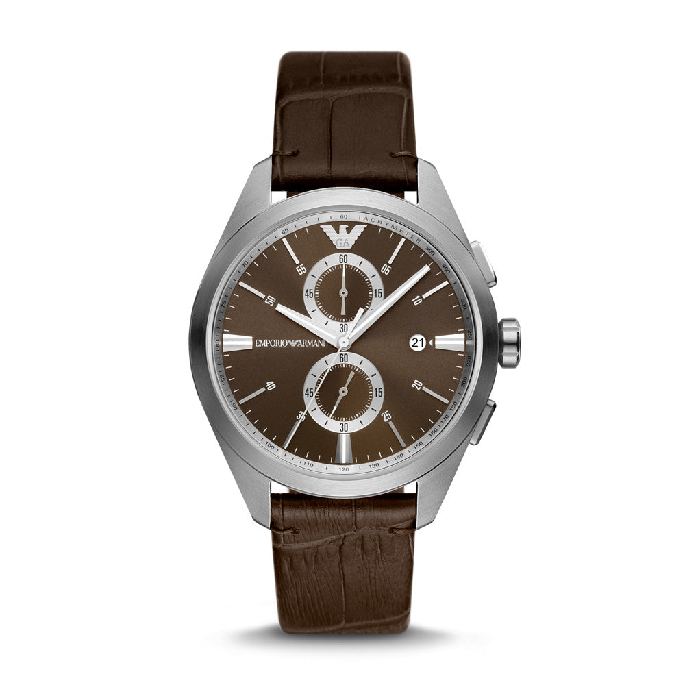 Emporio Armani Chronograph Brown Leather Watch AR11482