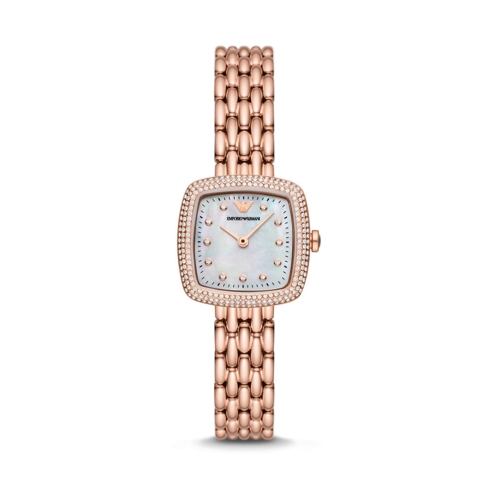Emporio Armani Two-Hand Rose Gold Stainless Steel Watch AR11496