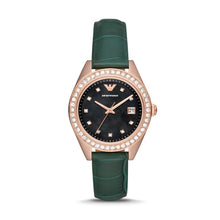 Load image into Gallery viewer, Emporio Armani Three-Hand Date Green Leather Watch AR11506

